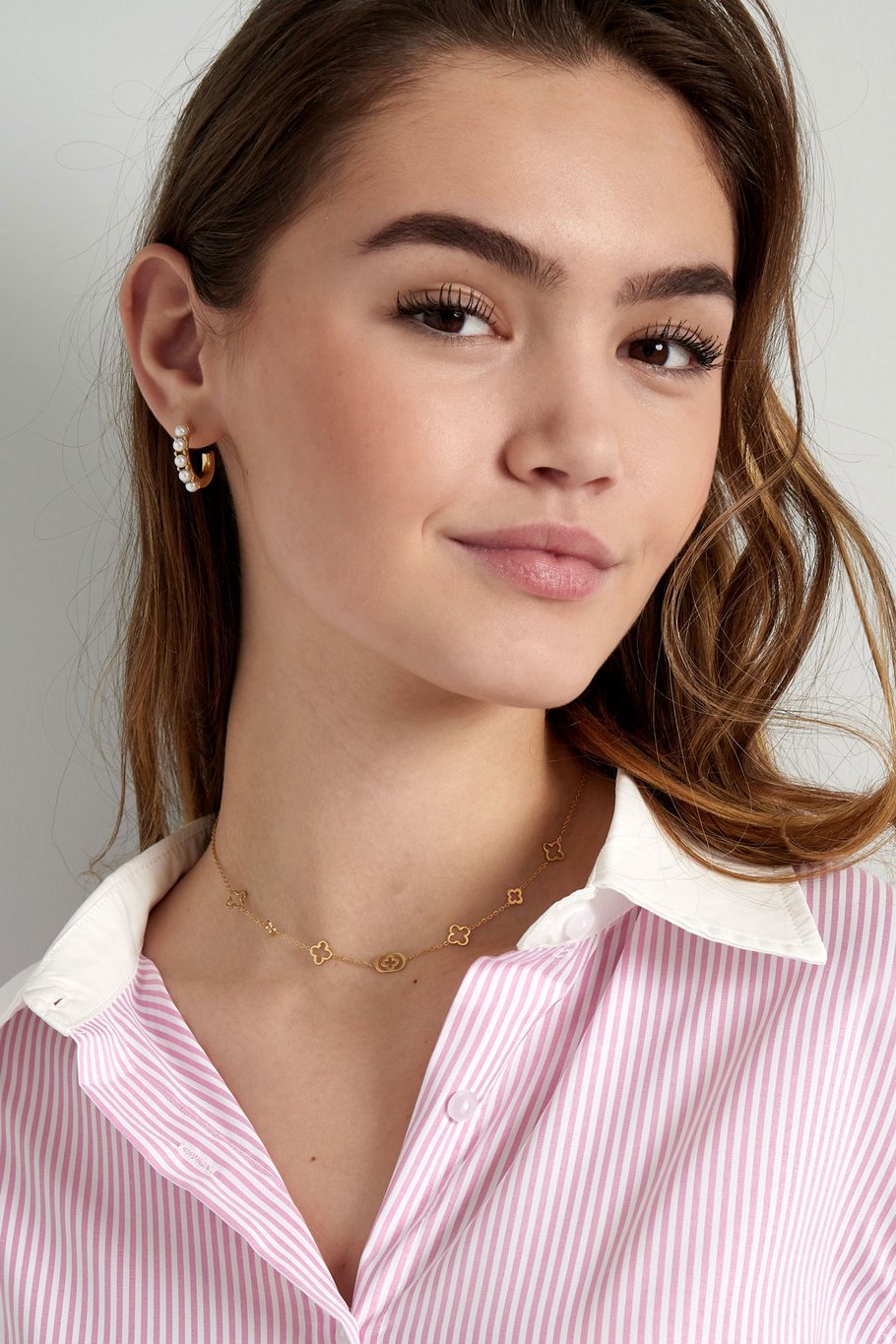 Ketting klavers zilverkleurig stainless steel model | LoveSieraden