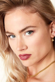 Klaver oorbellen goud met zirkonia steentjes model2