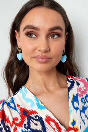  Oorbellen statement hart blauw en roze model