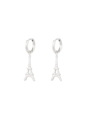 Oorbellen Eiffeltoren Parijs zilverkleurig stainless steel