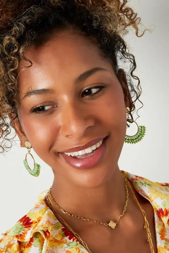 Oorbellen Ibiza style kristalkralen model3