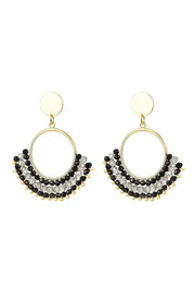 Oorbellen Ibiza style kristalkralen zwart