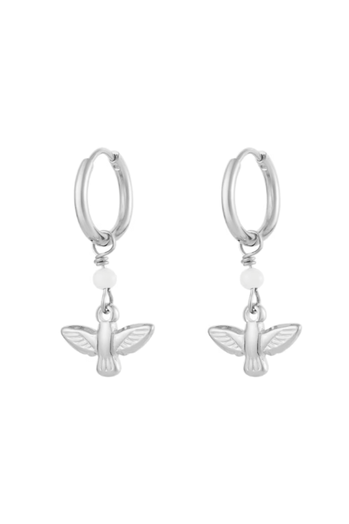 Oorbellen bedel vogel zilver