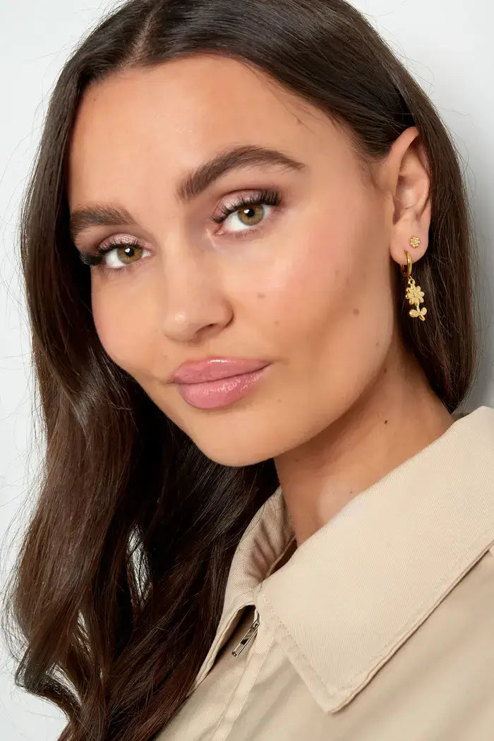 Oorbellen bloem bedel stainless steel model