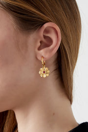 Oorbellen bloem en steentje stainless steel model