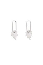 Oorbellen bloem en streepjes zilver