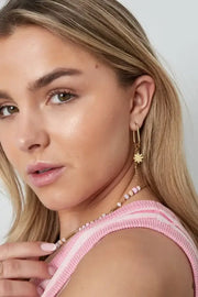 Oorbellen bloemen goud stainless steel model