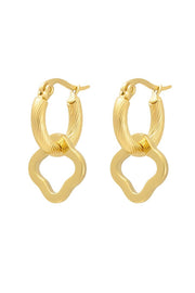 Oorbellen dames goud gedraaid met klaver