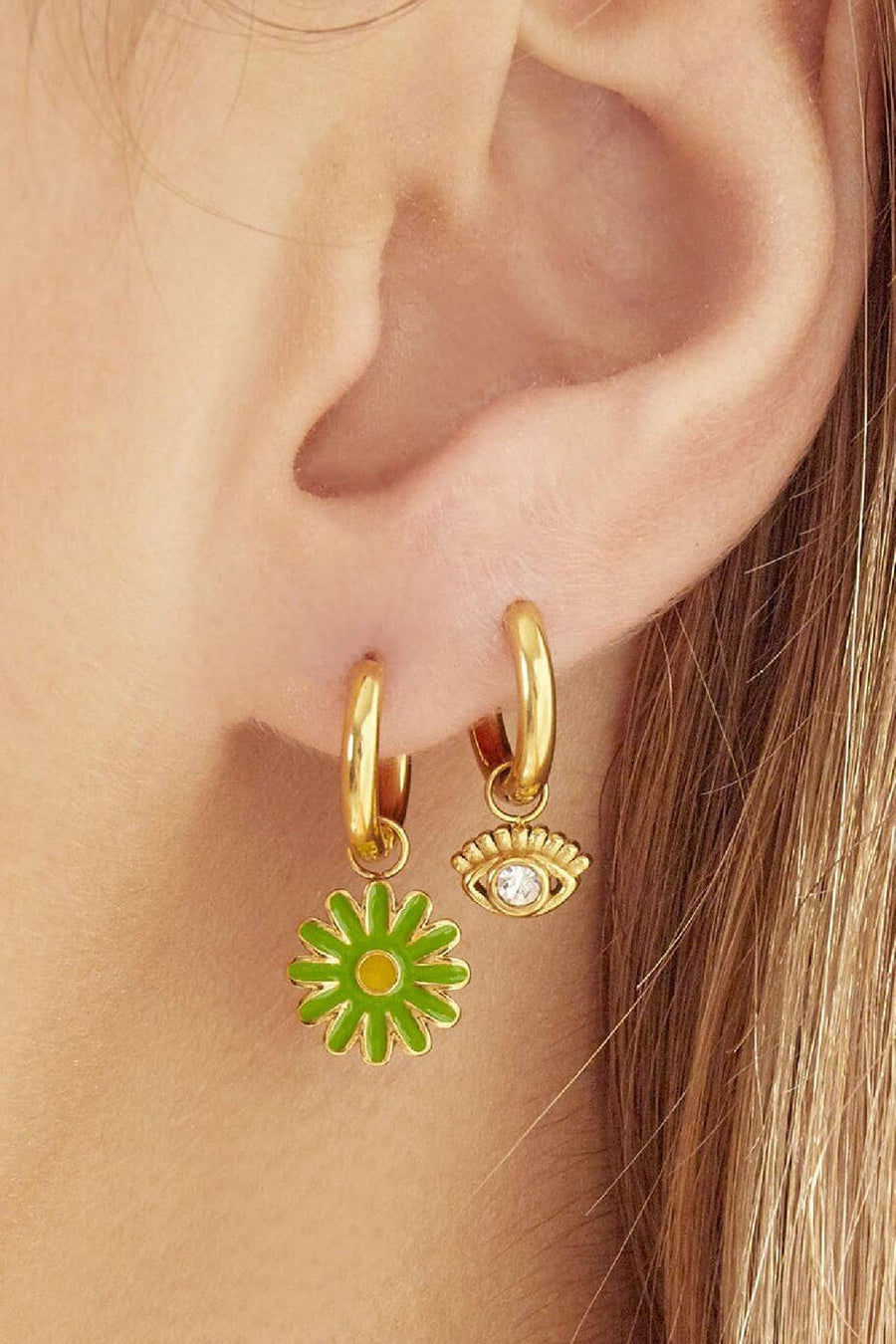 Oorbellen dames hanger oog zilver model