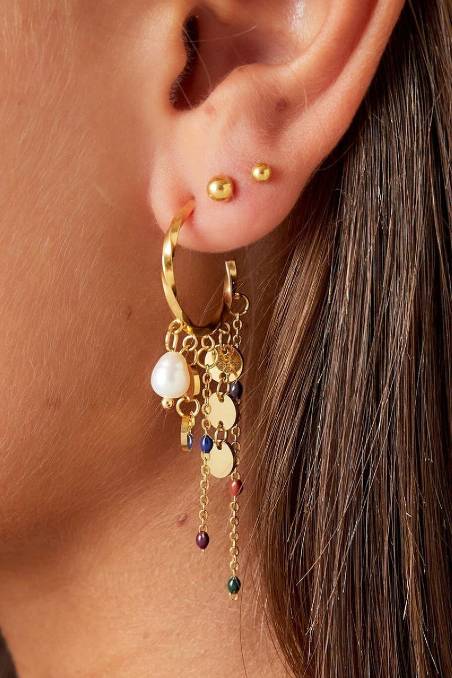 Oorbellen dames kralenfeest stainless steel model