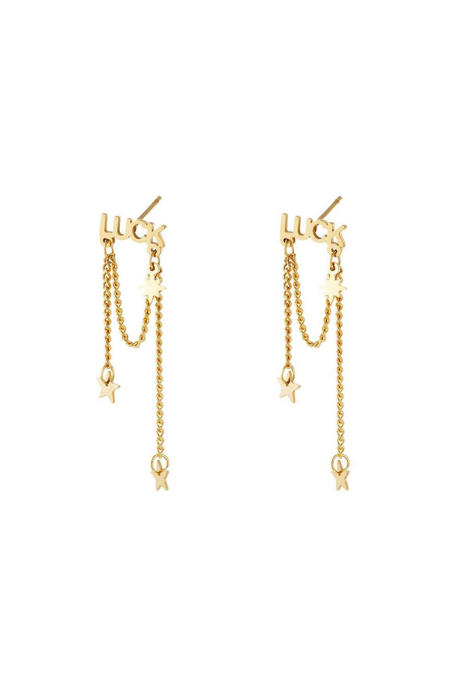 Oorbellen dames luck stainless steel goud