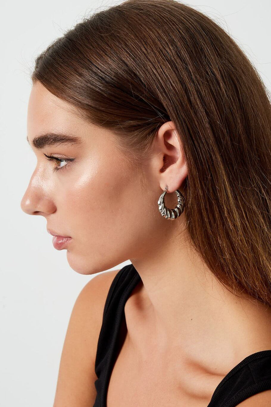 Oorbellen dames zilver baguette stainless steel model