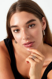 Oorbellen dames zilver baguette stainless steel model2