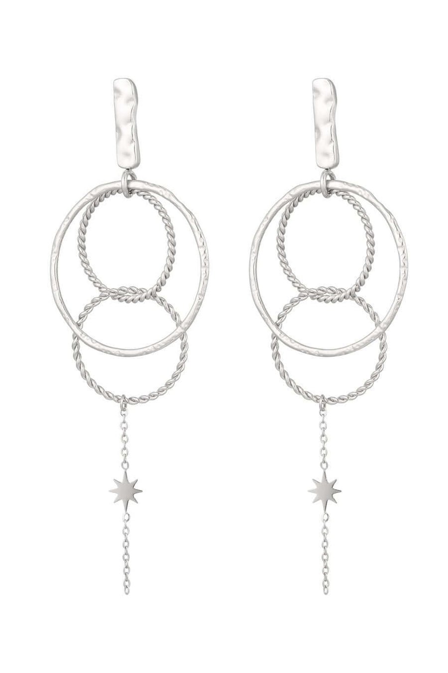 Oorbellen dames zilver cirkels en ketting