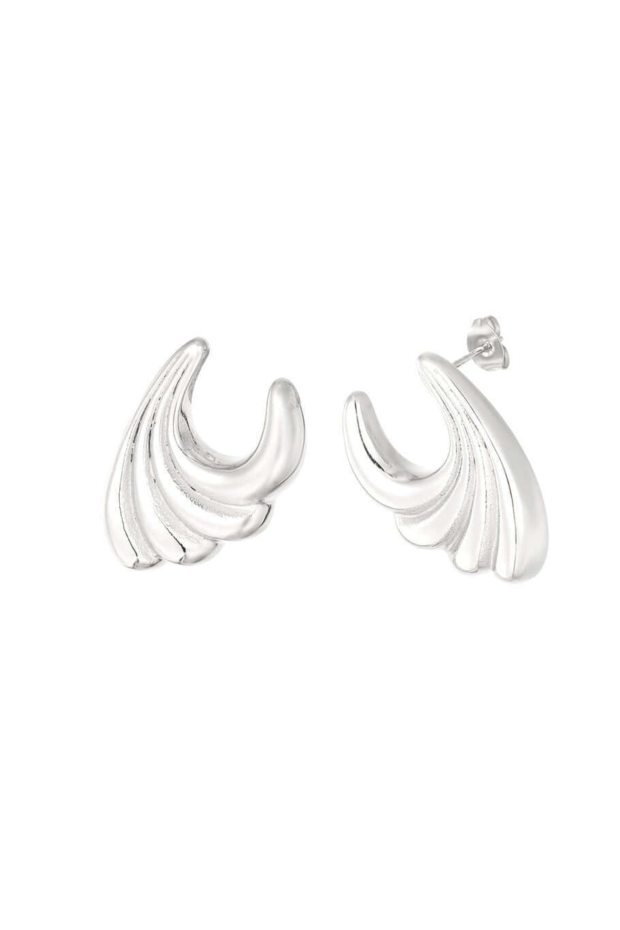 Oorbellen dames zilver golven stainless steel