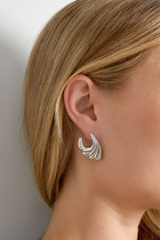 Oorbellen dames zilver golven stainless steel model