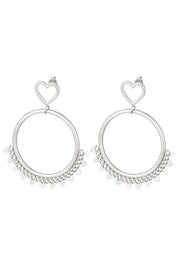 Oorbellen dames zilver hartjes stainless steel