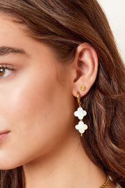 Oorbellen dames zilver met schelp klaver vier model