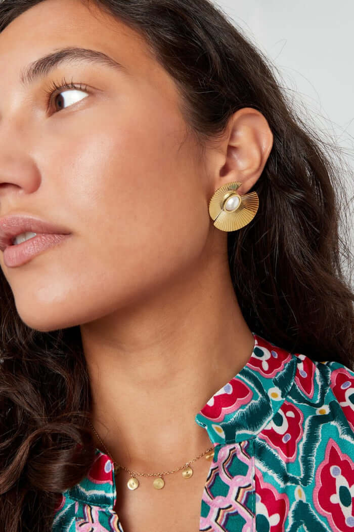 Oorbellen dames zilver rond met parel model2