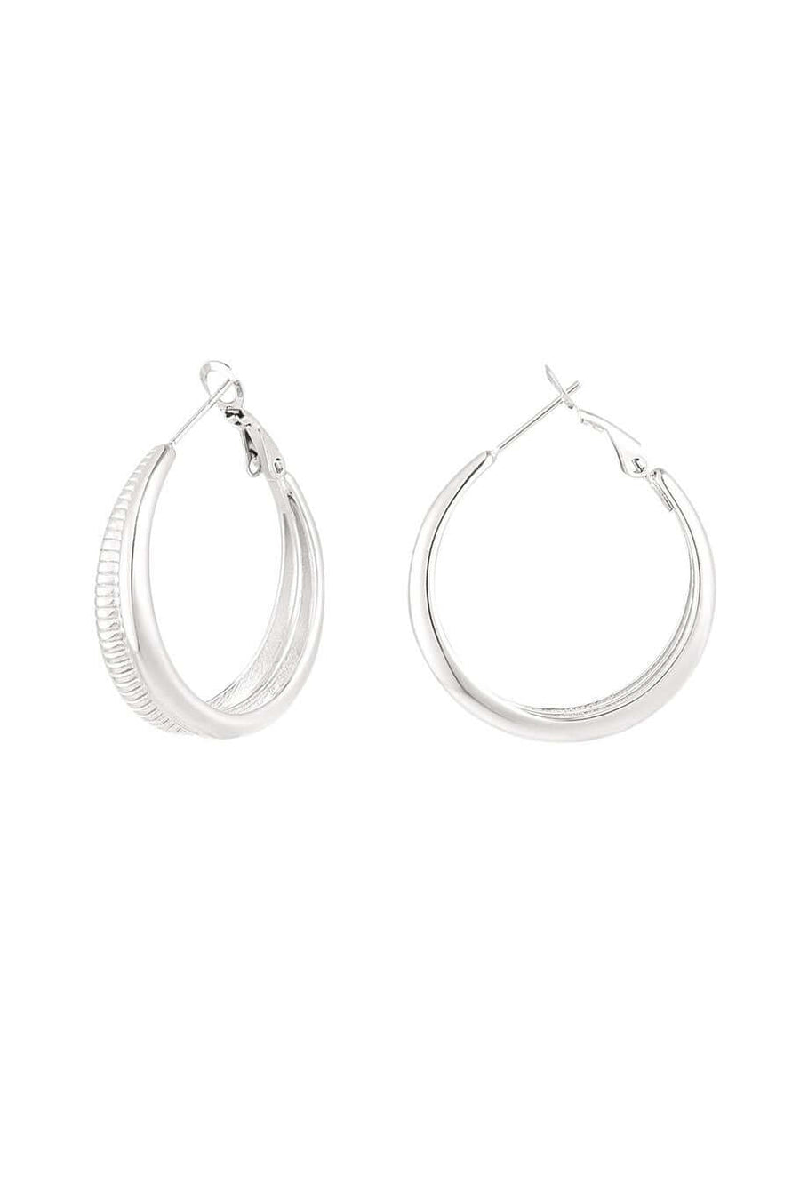 Oorbellen dames zilver rond met printje