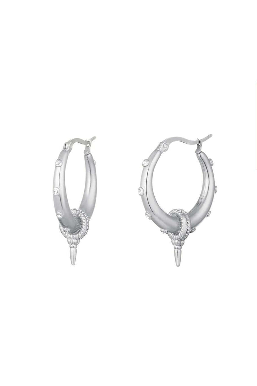 Oorbellen dames zilver spike en steentjes