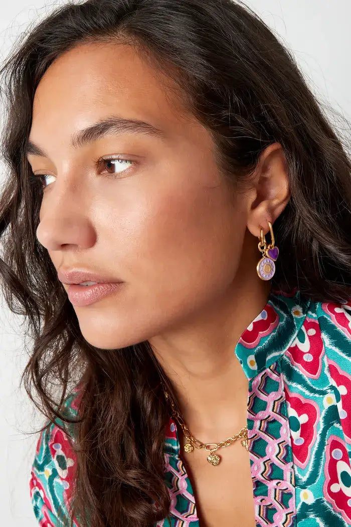 Oorbellen gekleurd hart stainless steel model1