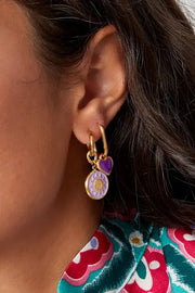 Oorbellen gekleurd hart stainless steel model3