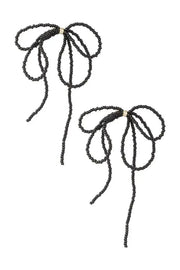 Oorbellen grote strik gekleurde kralen zwart