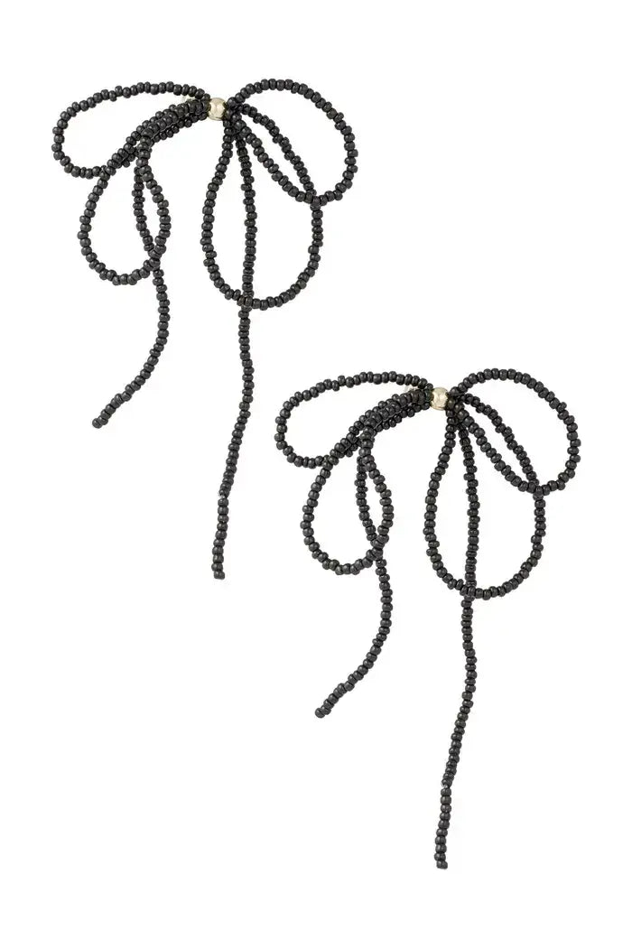 Oorbellen grote strik gekleurde kralen zwart