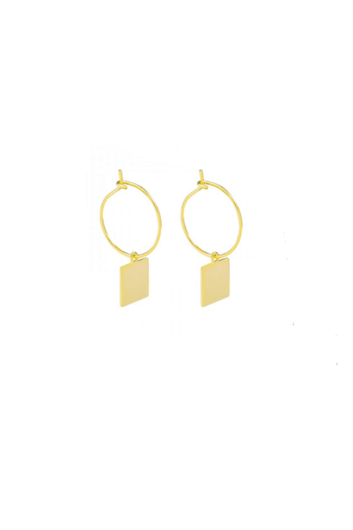 Oorbellen hanger vierkant stainless steel