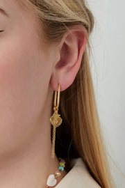 Oorbellen hart streepjes stainless steel model