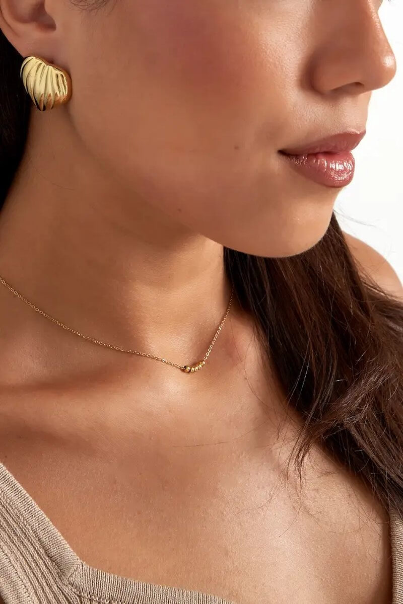 Oorbellen hart streepjes stainless steel model