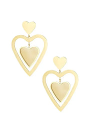 Oorbellen hartentrio stainless steel beige