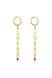 Oorbellen hartjes slinger en roze kraal