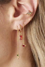 Oorbellen ketting met oog en steentje zilver LoveSieraden