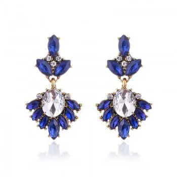 Oorbellen klassiek met gekleurde stenen blauw