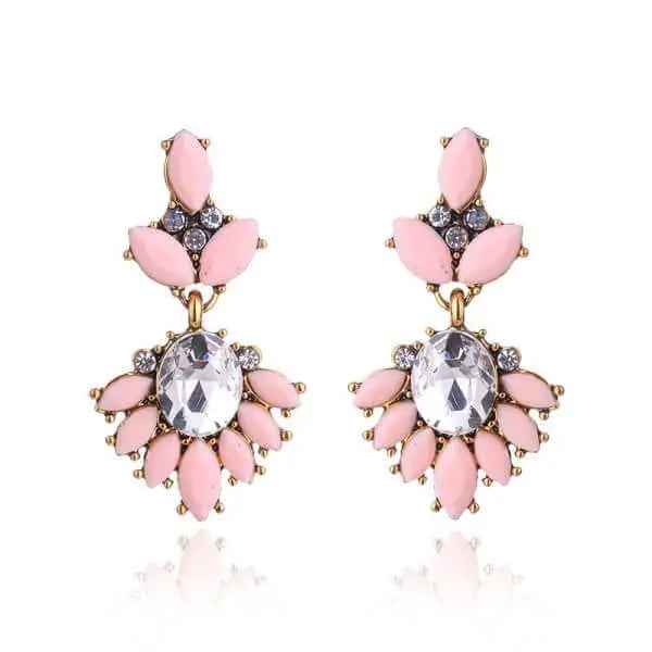 Oorbellen klassiek met gekleurde stenen lichtroze