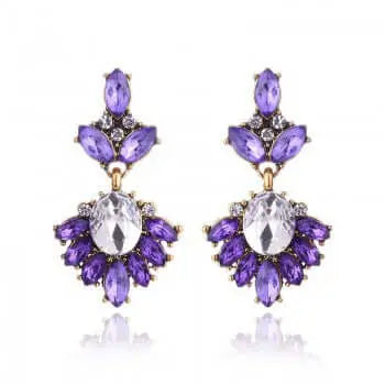Oorbellen klassiek met gekleurde stenen paars
