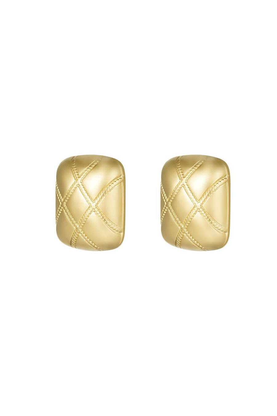 Oorbellen klassiek ruit goud stainless steel