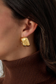 Oorbellen klassiek ruit goud stainless steel model