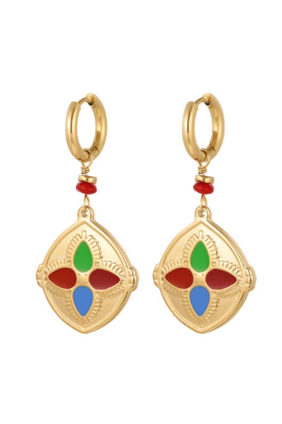 Oorbellen kleurrijke hanger stainless steel