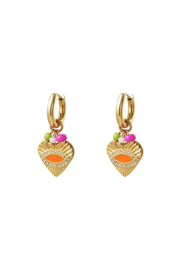 Oorbellen kralen kleurrijk en hartje