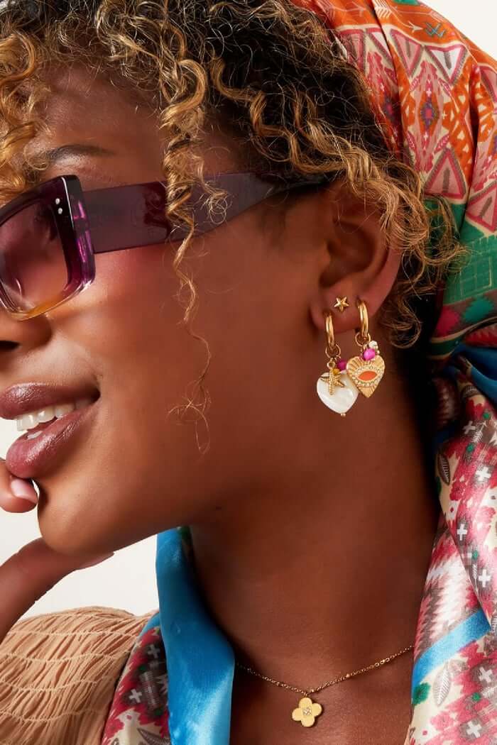 Oorbellen kralen kleurrijk en hartje model