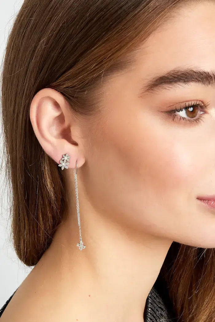Oorbellen lang met bloem model