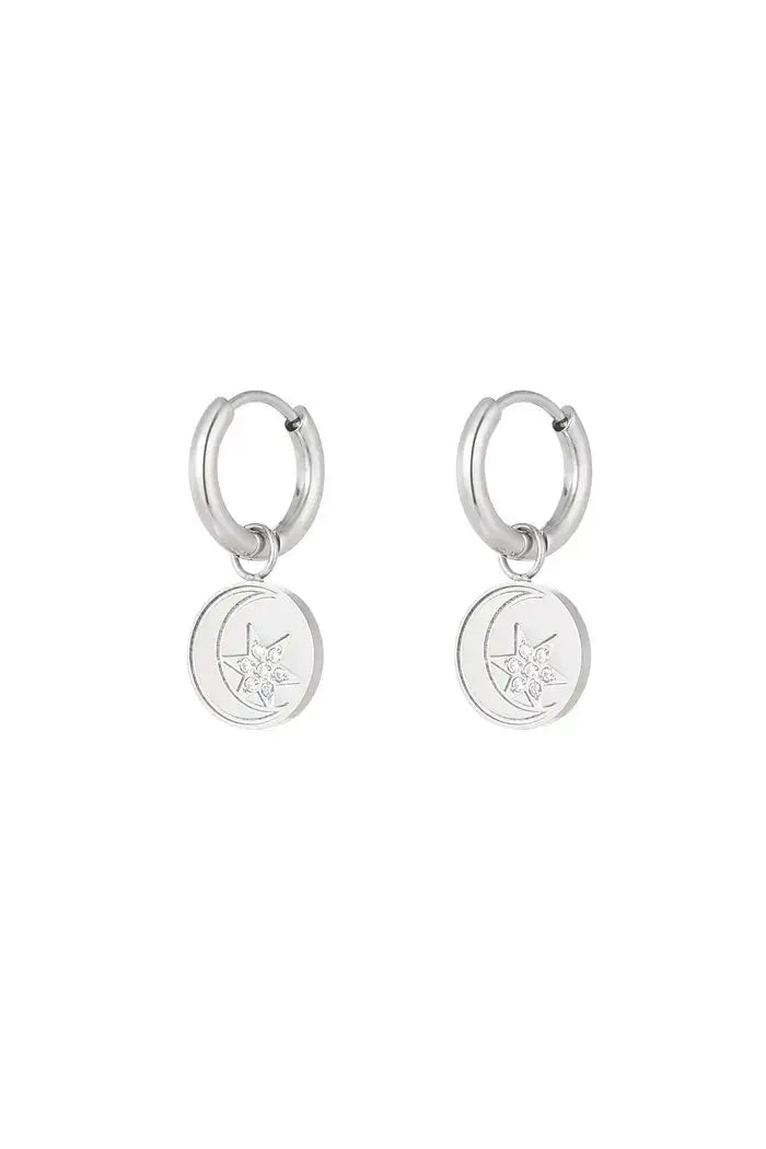 Oorbellen maan en ster zirkonia