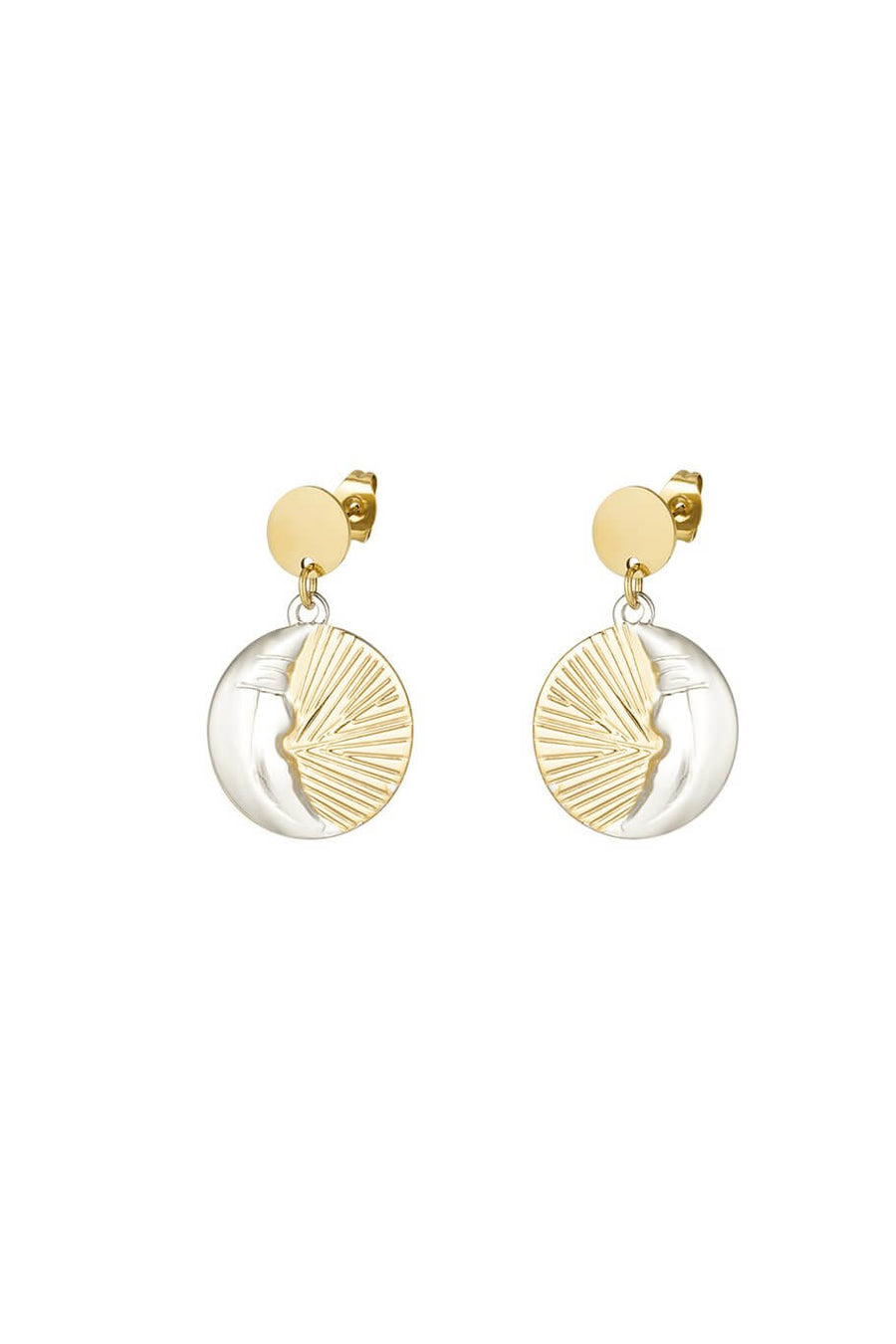 Oorbellen maan en zon stainless steel