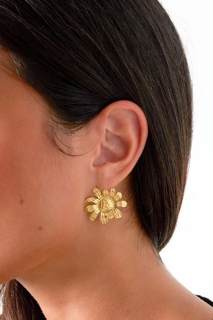 Oorbellen madelief goud stainless steel model