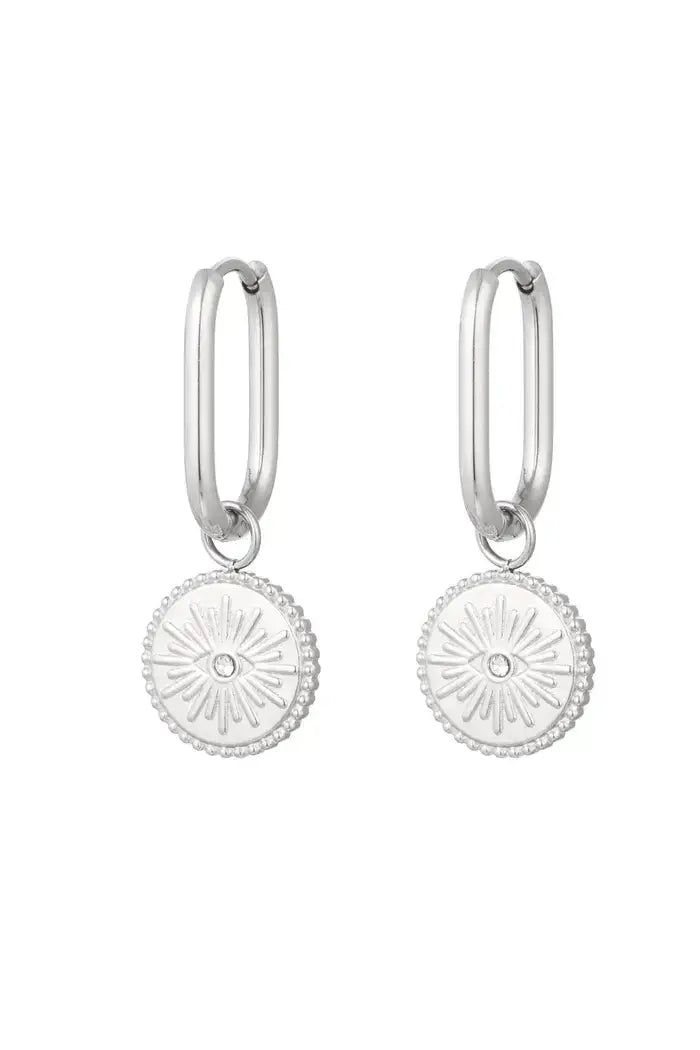 Oorbellen munt met strass steentje