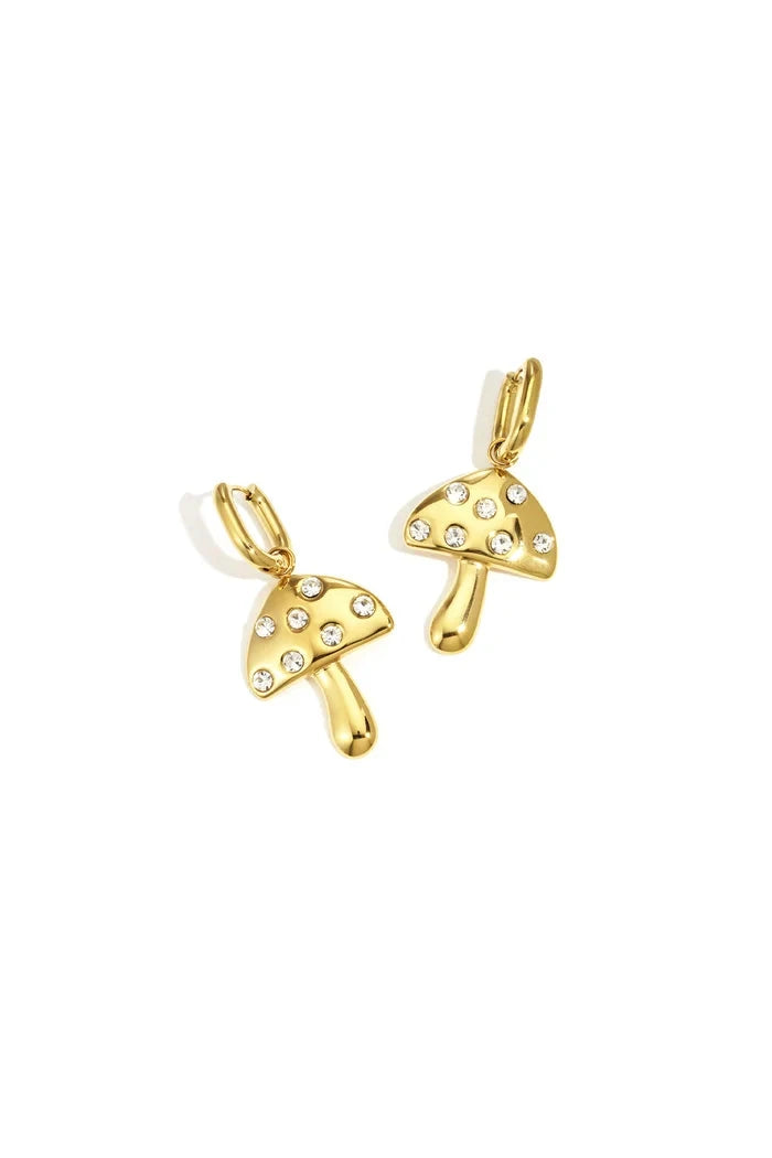 Oorbellen paddenstoel met strass steentjes LoveSieraden