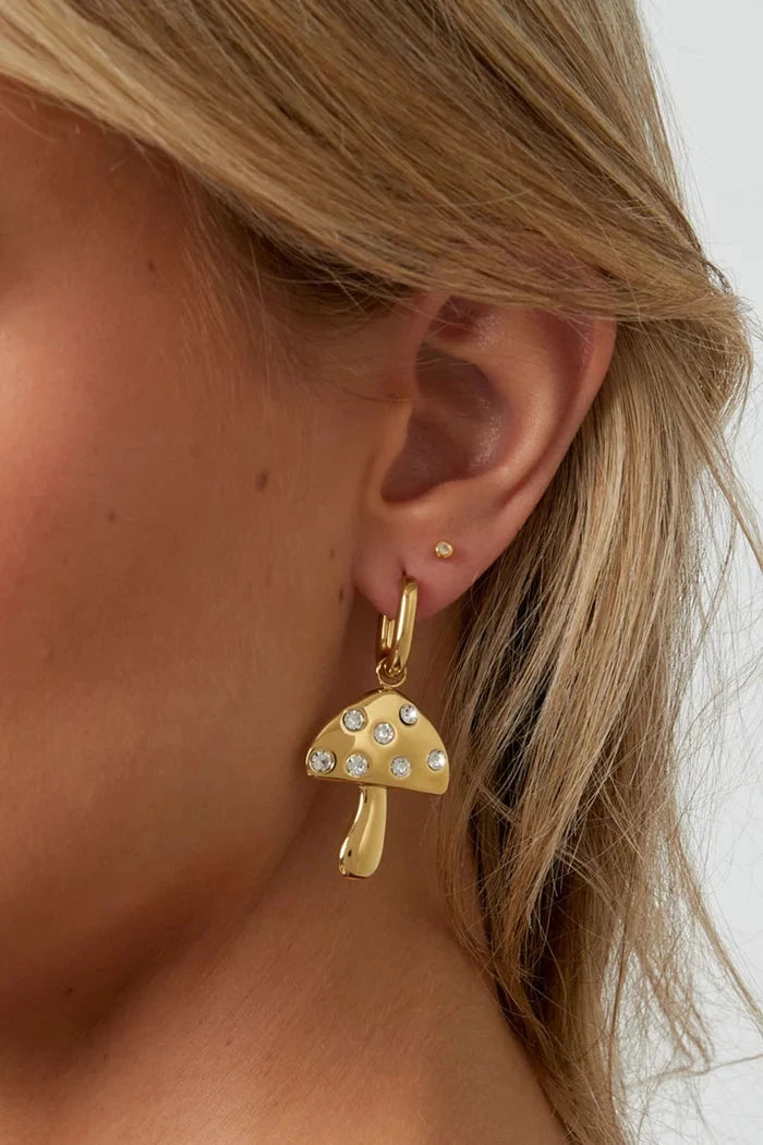 Oorbellen paddenstoel met strass steentjes LoveSieraden